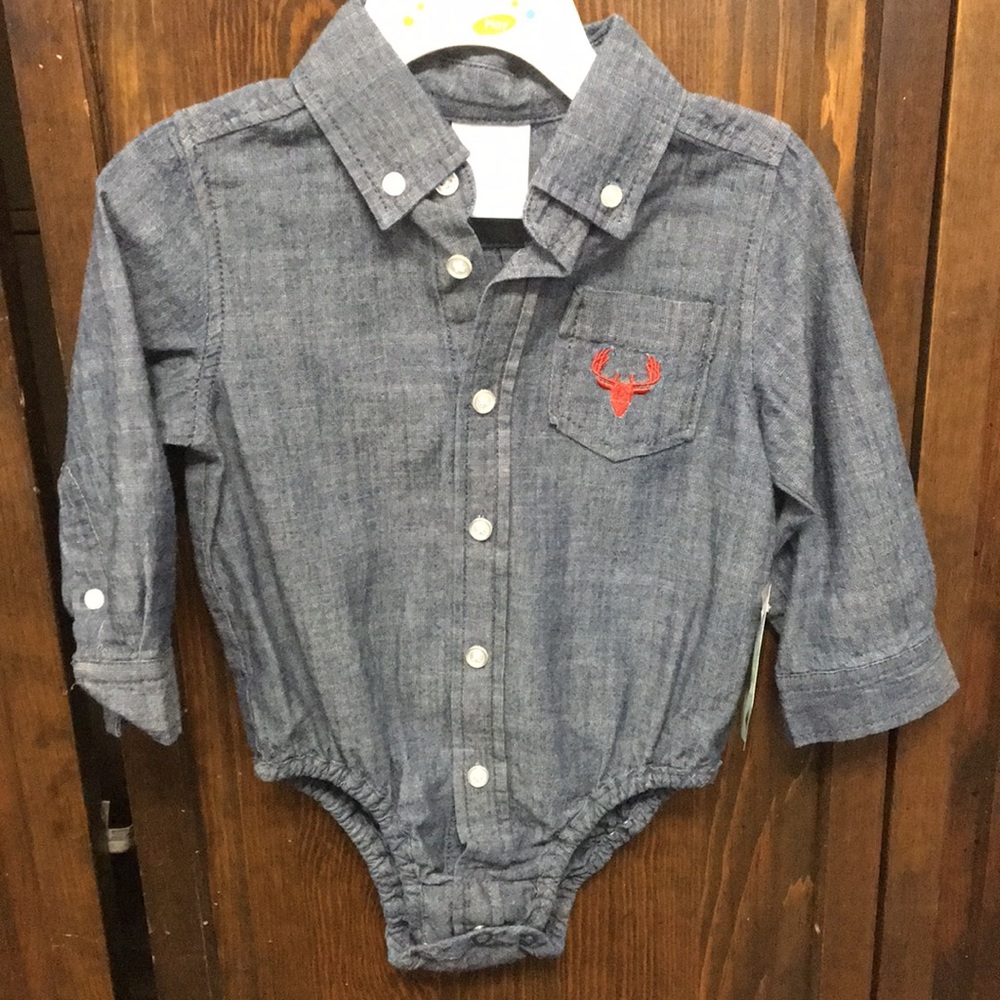 18 Month Long Sleeve Onesie - Denim